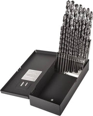 Precision Twist Drill - 1/16 to 1/2", 118° Point, Bright Finish, High Speed Steel Taper Length Drill Bit Set - Benchmark Tooling