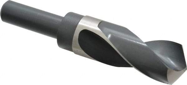 Precision Twist Drill - 1-9/32" Drill, 118° Point, High Speed Steel Silver Deming & Reduced Shank Drill Bit - Bright Finish, 6" OAL, Straight Shank, 3" Flute Length, Right Hand Cut, Standard Point, Spiral Flute, Regular Spiral - Benchmark Tooling