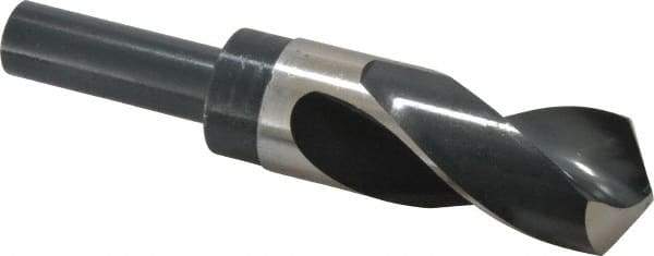 Precision Twist Drill - 1-5/16" Drill, 118° Point, High Speed Steel Silver Deming & Reduced Shank Drill Bit - Bright Finish, 6" OAL, Straight Shank, 3" Flute Length, Right Hand Cut, Standard Point, Spiral Flute, Regular Spiral - Benchmark Tooling