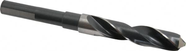 Reduced Shank Drill Bit: 21/32'' Dia, 1/2'' Shank Dia, 118  ™, High Speed Steel 6'' OAL, 3'' Flute Length, Bright/Uncoated Finish, Weldon Shank, RH Cut, Series R57