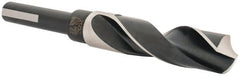 Reduced Shank Drill Bit: 25/32'' Dia, 1/2'' Shank Dia, 118  ™, High Speed Steel 6'' OAL, 3'' Flute Length, Bright/Uncoated Finish, Weldon Shank, RH Cut, Series R57