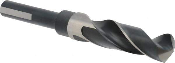 Precision Twist Drill - 51/64" Drill, 118° Point, High Speed Steel Silver Deming & Reduced Shank Drill Bit - Bright Finish, 6" OAL, Flats on Shank, 3" Flute Length, Right Hand Cut, Standard Point, Spiral Flute, Regular Spiral - Benchmark Tooling