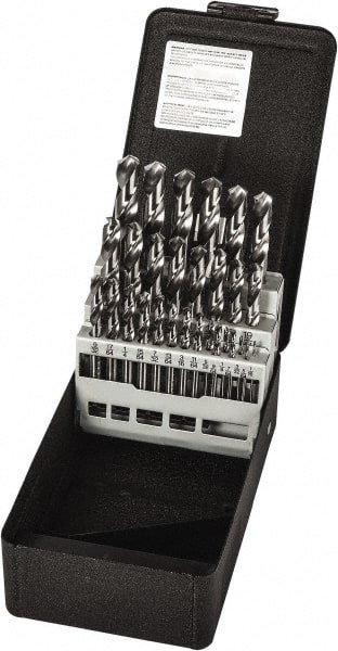 Precision Twist Drill - 1/16 to 1/2", 118° Point, Bright Finish, High Speed Steel Screw Machine Length Drill Bit Set - Benchmark Tooling