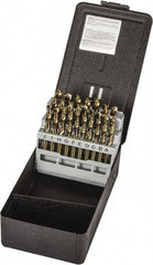 Precision Twist Drill - 135° Point, Gold Finish, Cobalt Screw Machine Length Drill Bit Set - Benchmark Tooling