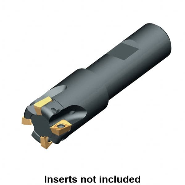 Kennametal - 22mm Cut Diam, 9.14mm Max Depth of Cut, 25mm Shank Diam, 96mm OAL, Indexable Square Shoulder End Mill - ADKT 1035.. Inserts, Weldon Shank, 90° Lead Angle, Series NGE-A - Benchmark Tooling