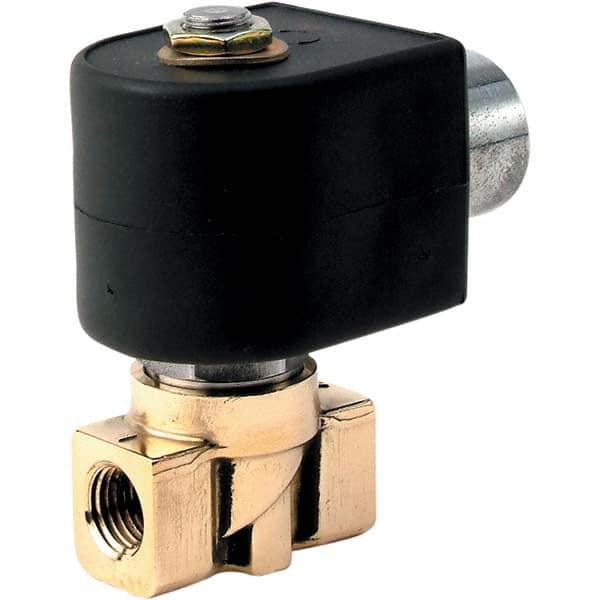 Parker - 24/60 VAC 1/4" NPT Port Brass Two-Way Direct Acting Solenoid Valve - Benchmark Tooling