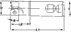 Superbee - 0.07 to 0.13 Inch Cutting Radius, 1-1/4 Inch Cutter Diameter, 2 Style EM19 Inserts, 1-1/4 Inch Shank Diameter, Indexable Convex Radius Cutter - 5 Inch Overall Length - Benchmark Tooling