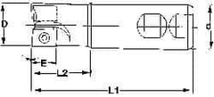 Superbee - 0.007 to 0.06 Inch Cutting Radius, 1 Inch Cutter Diameter, 2 Style EM15 Inserts, 3/4 Inch Shank Diameter, Indexable Convex Radius Cutter - 4.5 Inch Overall Length - Benchmark Tooling