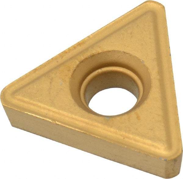 Interstate - TT323 Grade TCN55 Carbide Turning Insert - TiN/TiC/TiCN/TiN Finish, 60° Triangle, 3/8" Inscr Circle, 1/8" Thick, 3/64" Corner Radius - Benchmark Tooling