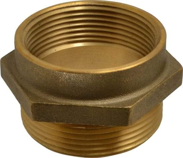 EVER-TITE Coupling Products - 2-1/2 FNPT x 2-1/2 MNST Hydrant Hex Nipple - Brass - Benchmark Tooling