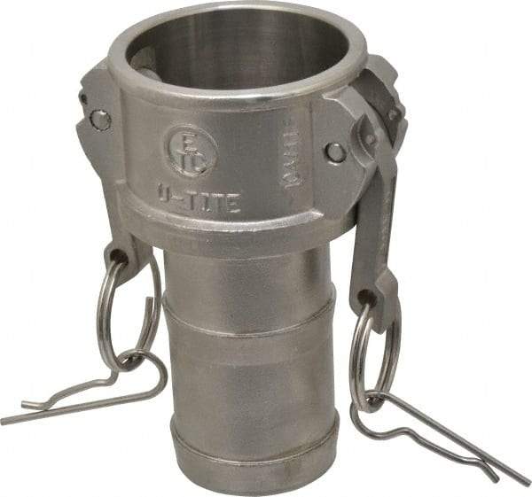 EVER-TITE Coupling Products - 2" Stainless Steel Cam & Groove Suction & Discharge Hose Female Coupler Hose Shank - Part C, 250 Max psi - Benchmark Tooling
