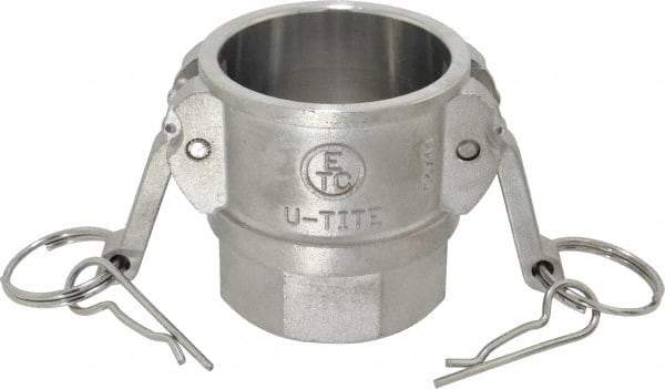EVER-TITE Coupling Products - 2" Stainless Steel Cam & Groove Suction & Discharge Hose Female Coupler Female NPT Thread - Part D, 2" Thread, 250 Max psi - Benchmark Tooling