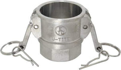 EVER-TITE Coupling Products - 2" Stainless Steel Cam & Groove Suction & Discharge Hose Female Coupler Female NPT Thread - Part D, 2" Thread, 250 Max psi - Benchmark Tooling