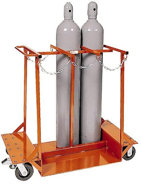 Made in USA - 1,500 Lb Capacity 42" OAH Cylinder Truck - Push Handle, Steel - Benchmark Tooling