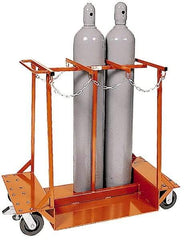 Made in USA - 1,500 Lb Capacity 42" OAH Cylinder Truck - Push Handle, Steel - Benchmark Tooling