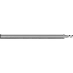 Corner Radius End Mill: 0.085″ Dia, 0.1″ LOC, 1/64″ Radius, 3 Flutes, Solid Carbide 1-1/2″ OAL, 1/8″ Shank Dia, 35 ° Helix, Bright/Uncoated, Corner Radius End