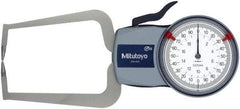 Mitutoyo - 20mm Max Measurement, 0.01mm Graduation, Outside Dial Caliper Gage - 3.3465 Inch Leg Length, 0.03mm Accuracy - Benchmark Tooling