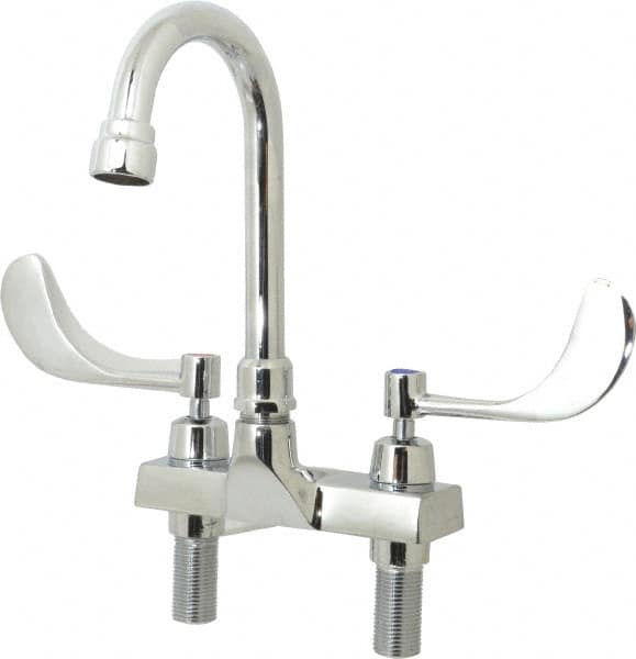 Speakman - Wrist Blade Handle, Centerset Bathroom Faucet - Two Handle, Internal Drain, Gooseneck Spout - Benchmark Tooling