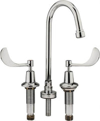 Speakman - Wrist Blade Handle, Wide Spread Bathroom Faucet - Two Handle, No Drain, Gooseneck Spout - Benchmark Tooling