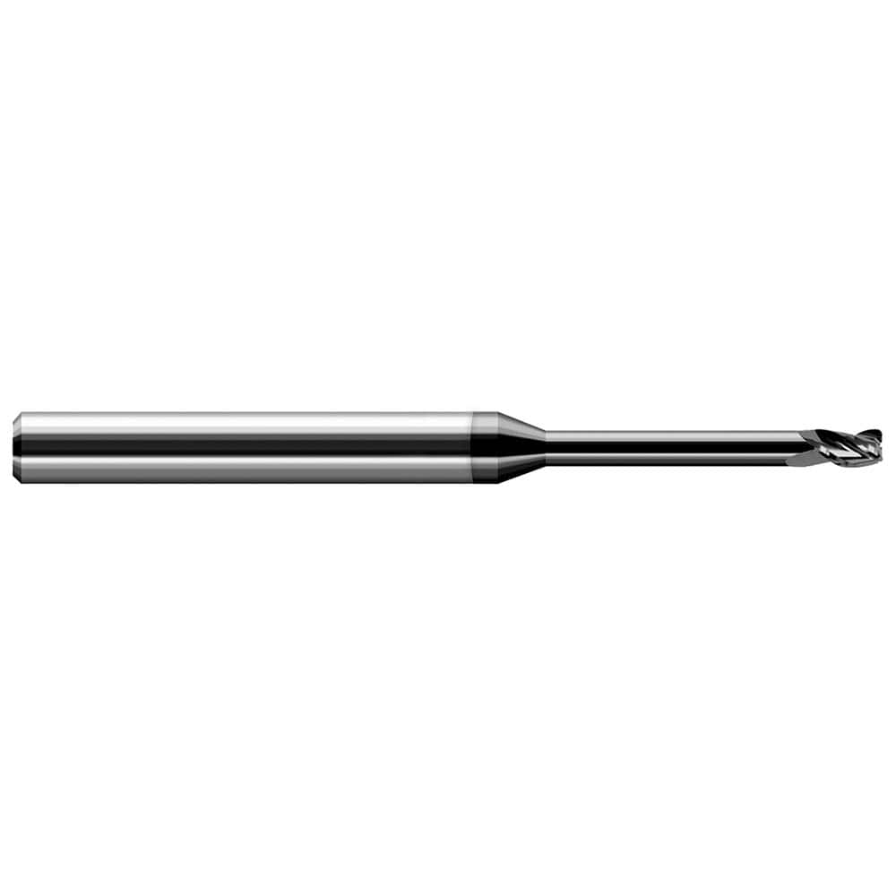 Corner Radius End Mill: 1/16″ Dia, 3/32″ LOC, 0.02″ Radius, 3 Flutes, Solid Carbide 2-1/2″ OAL, 1/8″ Shank Dia, 30 ° Helix, Amorphous Diamond Coated, Corner Radius End, Centercutting