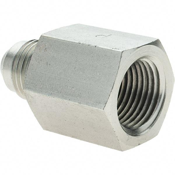 Parker - 3/8" Tube OD, 37° Steel Flared Tube Female Connector - 3/8 NPTF, Flare x FNPT Ends - Benchmark Tooling