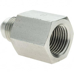 Parker - 3/8" Tube OD, 37° Steel Flared Tube Female Connector - 3/8 NPTF, Flare x FNPT Ends - Benchmark Tooling