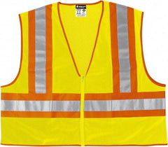 MCR Safety - Size M Flame Resistant/Retardant Lime General Purpose Vest - 24" Chest, ANSI 107-2015, Nonconductive Zipper Closure, 2 Pockets, Polyester - Benchmark Tooling