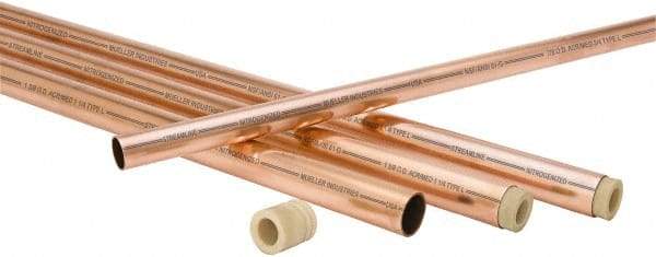 Mueller Industries - 10' Long, 1/2" OD x 3/8" ID, Grade C12200 Copper Nitrogenized Tube - 0.035" Wall Thickness, 0.198 Ft/Lb - Benchmark Tooling