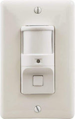 Hubbell Wiring Device-Kellems - 1,200 Square Ft. Coverage, Infrared Motion Sensor Wall Switch - 1,800 at 120 V Incandescent, 4,155 at 277 V Fluorescent, 120 to 277 VAC, White - Benchmark Tooling