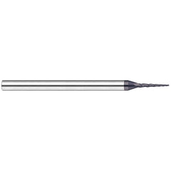 Tapered End Mill: 5 ° per Side, 3/32″ Small Dia, 3 Flutes, Solid Carbide, Square End 1/4″ Shank Dia, 4″ OAL, AlTiN Nano Finish, Series Miniature End Mills - Tapered - Square