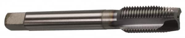 OSG - 3/8-16 UNC, 3 Flute, TiCN Finish, Powdered Metal Spiral Point Tap - Plug Chamfer, Right Hand Thread, 2-15/16" OAL, 1-1/4" Thread Length, 0.381" Shank Diam, 2B Class of Fit, Series 312 - Exact Industrial Supply