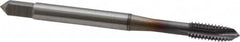 OSG - #8-32 UNC, 3 Flute, TiCN Finish, Vanadium High Speed Steel Spiral Point Tap - Plug Chamfer, Right Hand Thread, 2-1/8" OAL, 3/4" Thread Length, 0.168" Shank Diam, Series 300 - Exact Industrial Supply
