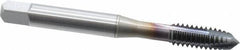 OSG - 1/4-20 UNC, 3 Flute, TiCN Finish, Vanadium High Speed Steel Spiral Point Tap - Plug Chamfer, Right Hand Thread, 2-1/2" OAL, 1" Thread Length, 0.255" Shank Diam, 2B Class of Fit, Series 300 - Exact Industrial Supply