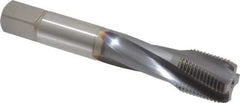 OSG - 3/4-16 UNF 4 Flute 3B Modified Bottoming Spiral Flute Tap - Powdered Metal, TiCN Finish, 4-1/4" OAL, Right Hand Flute, Right Hand Thread, H3, Series EXOTAP - Benchmark Tooling