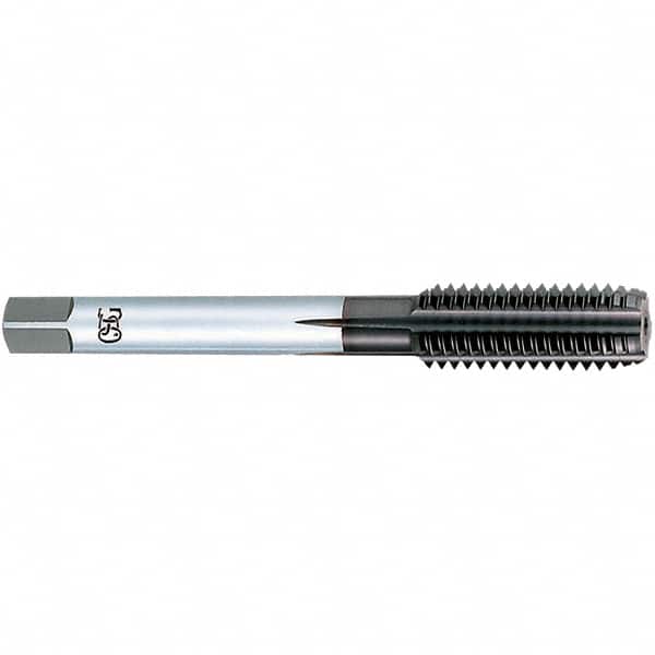 OSG - #6-32 UNC, 3 Flute, TiCN Finish, Powdered Metal Spiral Point Tap - Plug Chamfer, Right Hand Thread, 2" OAL, 11/16" Thread Length, 0.141" Shank Diam, 3B Class of Fit, Series 312 - Exact Industrial Supply