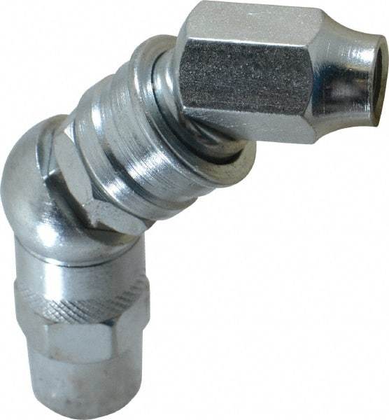 PRO-LUBE - 7,000 Operating psi, 3-1/2" Long, 1/8 Thread, Zinc Plated Grease Gun Coupler - NPT Thread - Benchmark Tooling