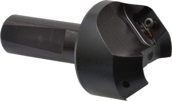 Kyocera - 41° Lead Angle, 1" Max Cut Diam, 1" Min Cut Diam, 0.433" Max Depth of Cut, Indexable Chamfer and Angle End Mill - 2 Inserts, XPMT 15T3.. Insert Style, 3.15" Overall Length, Straight Shank - Benchmark Tooling