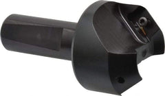 Kyocera - 41° Lead Angle, 1" Max Cut Diam, 1" Min Cut Diam, 0.433" Max Depth of Cut, Indexable Chamfer and Angle End Mill - 2 Inserts, XPMT 15T3.. Insert Style, 3.15" Overall Length, Straight Shank - Benchmark Tooling