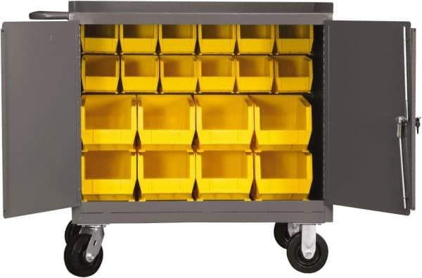 Durham - 2,000 Lb Capacity, 24" Wide x 36" Long x 40-1/2" High Mobile Cart - 2 Door, Steel, 2 Rigid/2 Swivel Casters - Benchmark Tooling