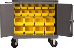 Durham - 2,000 Lb Capacity, 24" Wide x 36" Long x 40-1/2" High Mobile Cart - 2 Door, Steel, 2 Rigid/2 Swivel Casters - Benchmark Tooling