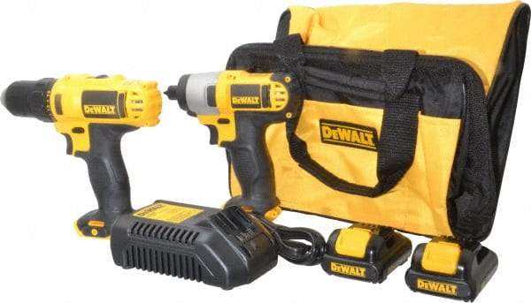 DeWALT - 12 Volt Cordless Tool Combination Kit - Includes 1/4" Impact Driver & 3/8" Drill/Driver, Lithium-Ion Battery Included - Benchmark Tooling