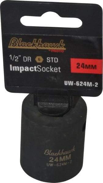 Blackhawk by Proto - 1/2" Drive 24mm Standard Impact Socket - 6 Points, 1-5/8" OAL - Benchmark Tooling
