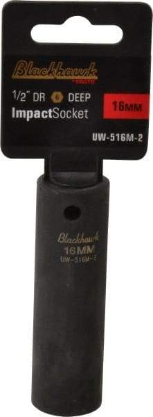 Blackhawk by Proto - 1/2" Drive 16mm Deep Impact Socket - 6 Points, 3-5/16" OAL - Benchmark Tooling