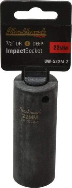 Blackhawk by Proto - 1/2" Drive 22mm Deep Impact Socket - 6 Points, 3-5/16" OAL - Benchmark Tooling