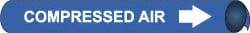 NMC - Pipe Marker with Compressed Air Legend and Arrow Graphic - 4-5/8 to 5-7/8" Pipe Outside Diam, White on Blue - Benchmark Tooling