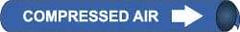 NMC - Pipe Marker with Compressed Air Legend and Arrow Graphic - 10 to 10" Pipe Outside Diam, White on Blue - Benchmark Tooling