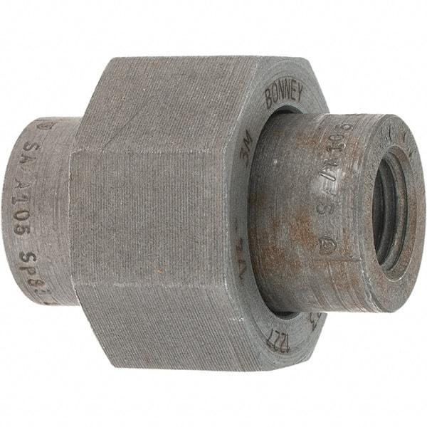 Made in USA - Size 1/4", Class 3,000, Forged Carbon Steel Black Pipe Union - 3,000 psi, Threaded End Connection - Benchmark Tooling