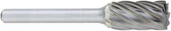 OSG - 3/8" Cut Diam, 1/4" Shank Diam, Cylinder Head Fluted Cut Burr - Carbide, Flat End, 3/4" LOC, 2" OAL - Benchmark Tooling