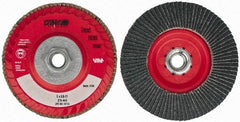 Camel Grinding Wheels - 60 Grit, 5" Disc Diam, 5/8-11 Center Hole, Type 27 Zirconia Alumina Flap Disc - 12,200 Max RPM, Poly Cotton Backing, Arbor Attaching System, Coated - Benchmark Tooling