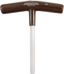 Paramount - 3/8" Hex, T-Handle Cushion Grip, Hex Key - 6" OAL, Steel, Inch System of Measurement - Benchmark Tooling